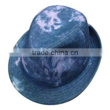 tie dyed cotton denim fedora hat