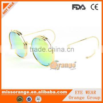 green and gold mirror sunglasses factory fashion glasses for young lady