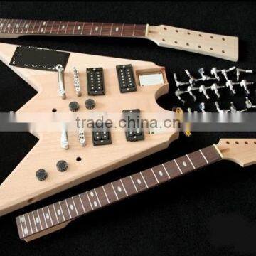 double neck V shape electric guitar kit