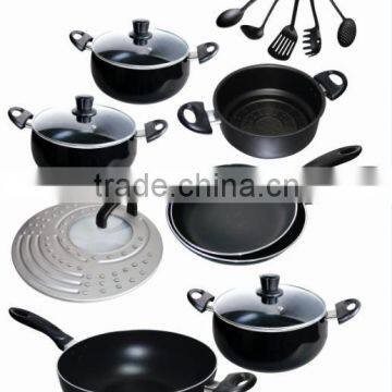 16 pcs aluminium non stick belly cookware set