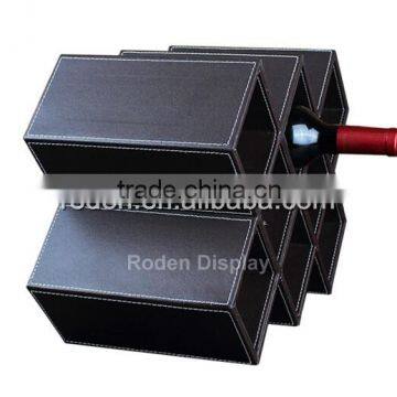 Modern Decorative Wooden Wine Display Rack Portable Cover With PU Leather