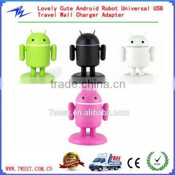 Lovely Cute Android Robot Design USB Travel Wall Charger Adapter with Light up Eyes&Movable Arms for Smartphones