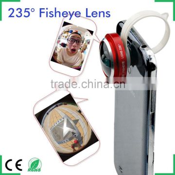 235 degree super fisheye lens for mobile phone, universal clip color camera lens