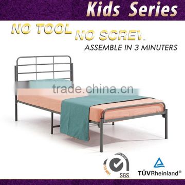 Black kids Single size steel platform bed frame furniture