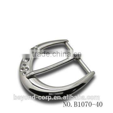 Nice polished 40mm shiny silver plated lady fashion rhinestone crystal pin buckle