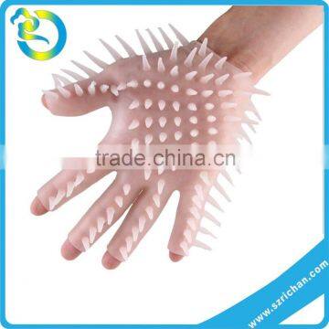 Wholesale fantastic shape soft silicone rubber Massage Sex Glove