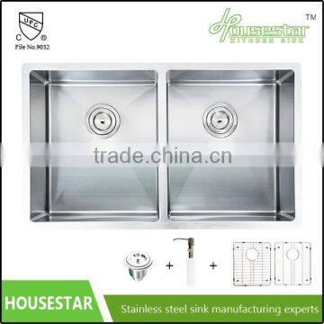 Handmade Undermount Double Stainless Steel Kitchen Sink with cUPC Made in China