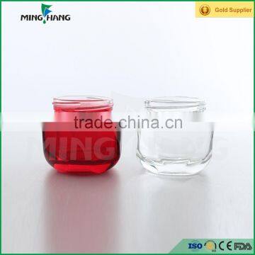 50ml fancy red glass face cosmetic jar cream packing with gold lids