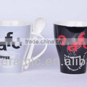 New bone china coffee or tea mug with spoon