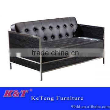 modern metal 2seater leather couch