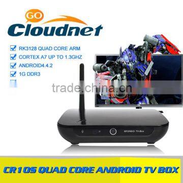 Newest Cloudnetgo RK3128 quad core android smart internet tv receiver box CR10S With 2MP Camera Stetellite Receiver Android TV