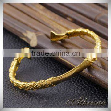 18K Gold New Design Human Head Design Charm Cuff Bangle photo-3