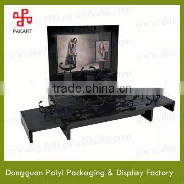 Black wooden watch display stand rack