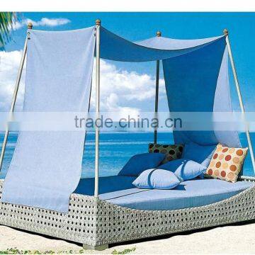 Best selling synthetic rattan sun lounger - Rattan Outdoor Furniture Double Rattan Chaise Lounge