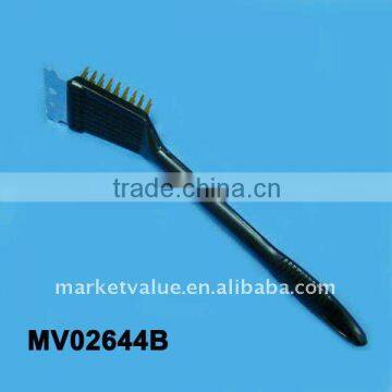 12" copper bbq cleaning brush wiht wooden handle