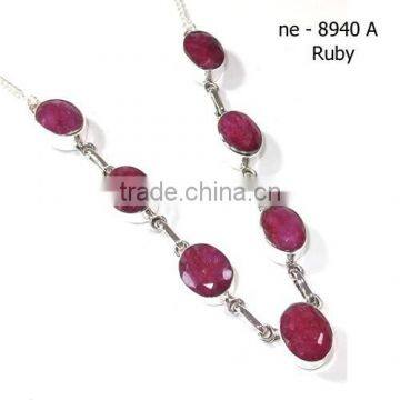 wholesale gemstone necklaces Silver 925 Jewelry Gemstone Necklace ruby necklace natural stone necklace