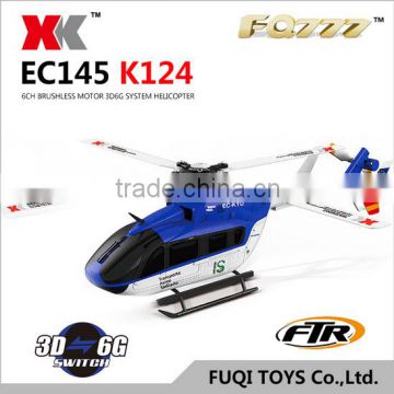 latest XK K124 6CH Brushless EC145 3D6G System RC Helicopter with high quality