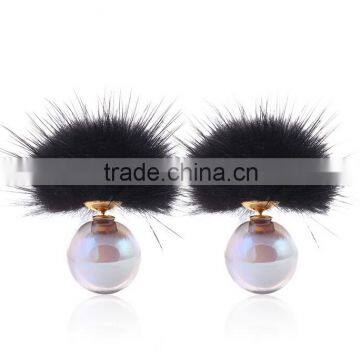 2016 Top Quality Fashion Fur Women Earings Set Brand Acrylic Round Shaped Double Earings Factory Price photo-6