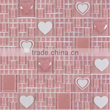 Pink color crystal glass Mosaic tile of bedroom (PMGA012)