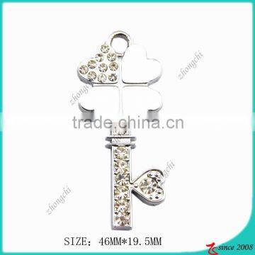 zinc alloy custom metal crystals clover fashion pendant