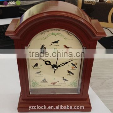 desktop wood color singing bird clock 2015