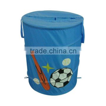 football printing folded with cover laundry basket hamper