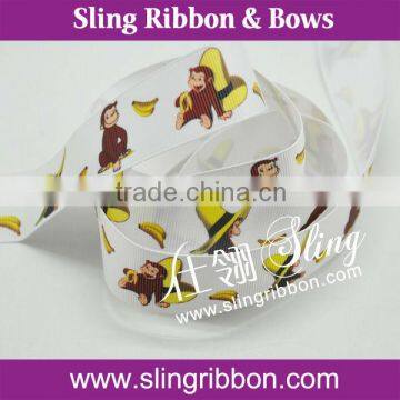 2015 New Design Monkey Printed Grosgrain Ribbon Wholesale