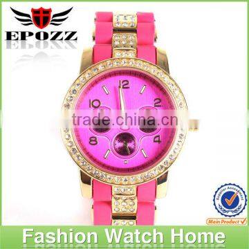 Popular waterproof silicone sex fashion watch with crystals cheap