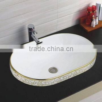 Artistic Flower Painted Stylish Hand Wash Oval Shaped Wash Basin photo-3