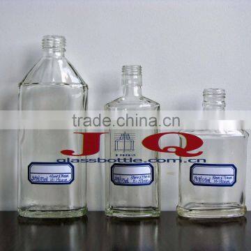 flat glass liquor bottle, flask bottle