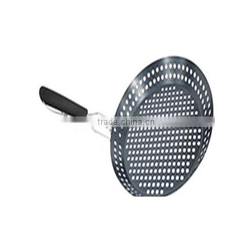 Round Flat Non-stick Frying Grill BBQ Skillet with Folding TPR Handle