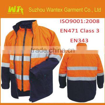 High Quality Multi-function 5 in 1 High Visibility Winter coats workwear oil field/welding working wear