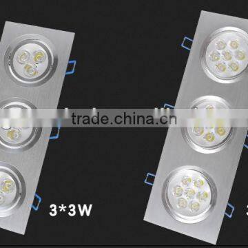 New 2014 Grille Light 3 *3W square ceiling light Aluminium LED Grille Light