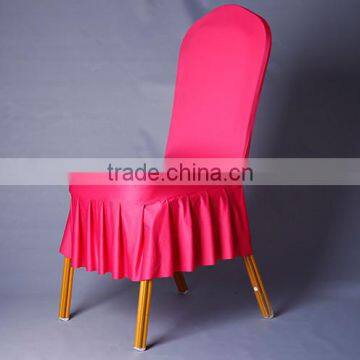 Polyester spandex stretch wedding chair cover with accordion pleated skirts short style