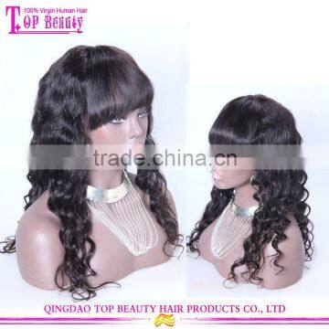 Top 6a Quality 1b# Virgin Brazilian Hair Natural Wave Glueless Cap Lace Front Wig With Combs photo-2
