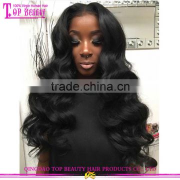 Top Fashion 100% human hair brazilian body wave full lace wig virgin unprocessed beach wave hair full lace wig