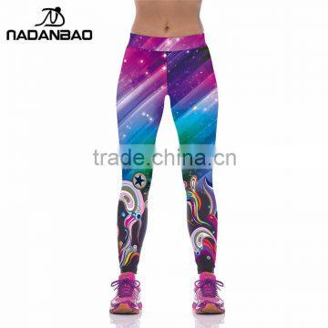 New Women Sport Pants Corlorful Waves Printed Leggings High Elastic Leggins