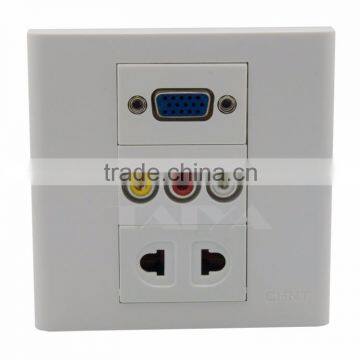 VGA, 3RCA AV, AC power wall plate with back side screw connection