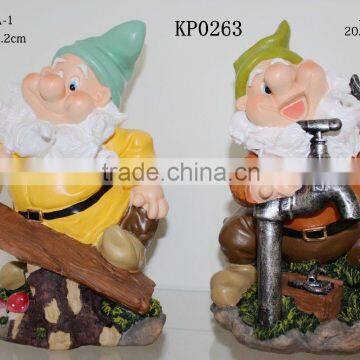 Hard working handmade resin dwarf Statue, garden decoration resin gnome statue ,the seven dwarfs