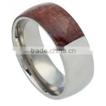 Titanium 6MM Wedding Band Mens Womens Unisex Domed Titanium Ring With Hawaiian Koa Wood Inlay photo-2