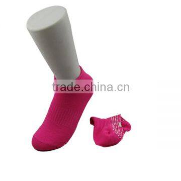 Haining GS custom wholesale plain pure color pvc non slip red cotton women ankle grip trampoline socks