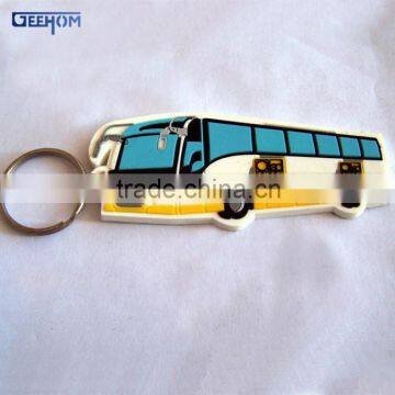 3d bus shape soft plastic key chain