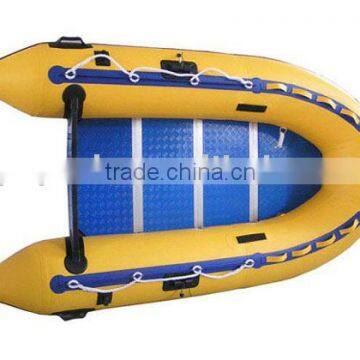 Inflatable fishing boat with plywood floor