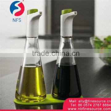 2 Pcs Controlled Flow Glass Olive Oil Vinegar Glass Cruet