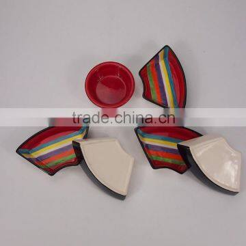 Colorful Lazy Susan Ceramic Snack Tray Bowl Plate Set