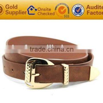 Brown embossed cow hide leather belt for men