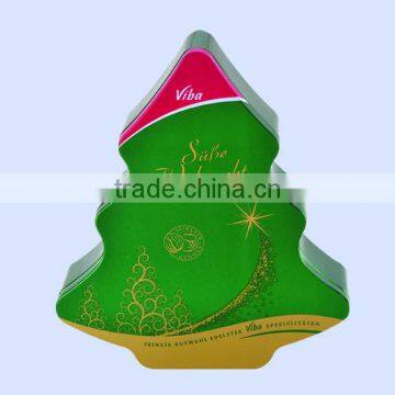 Christmas tree shape wholesale custom tin box packaging