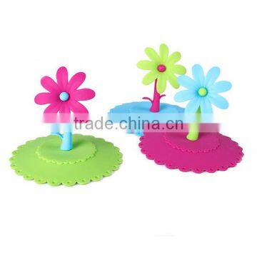 Best selling flower colorful silicone paper cup lids