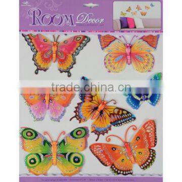 2 x Fantastic Removable 3D Wall Bedroom Room Stickers - Multi Colour Butterfly Design