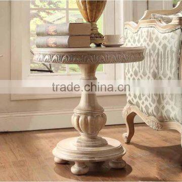 Classic American provincial home furniture solid wood hand carved round side table